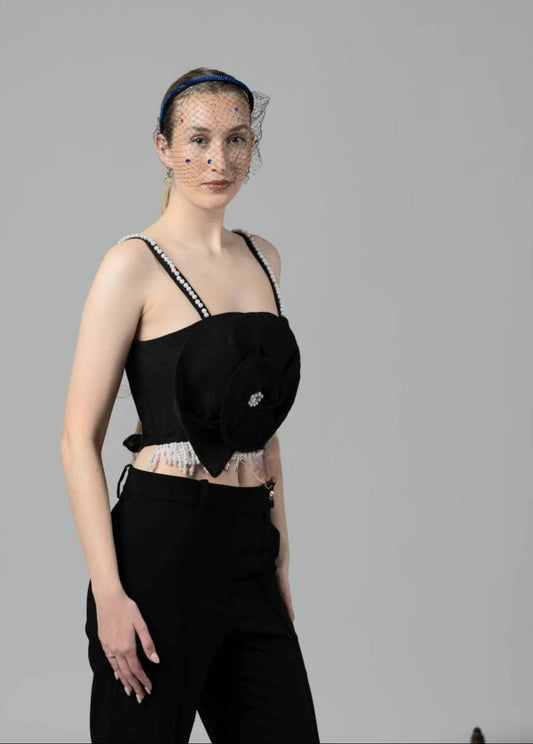 Black Woolen Flare Trouser