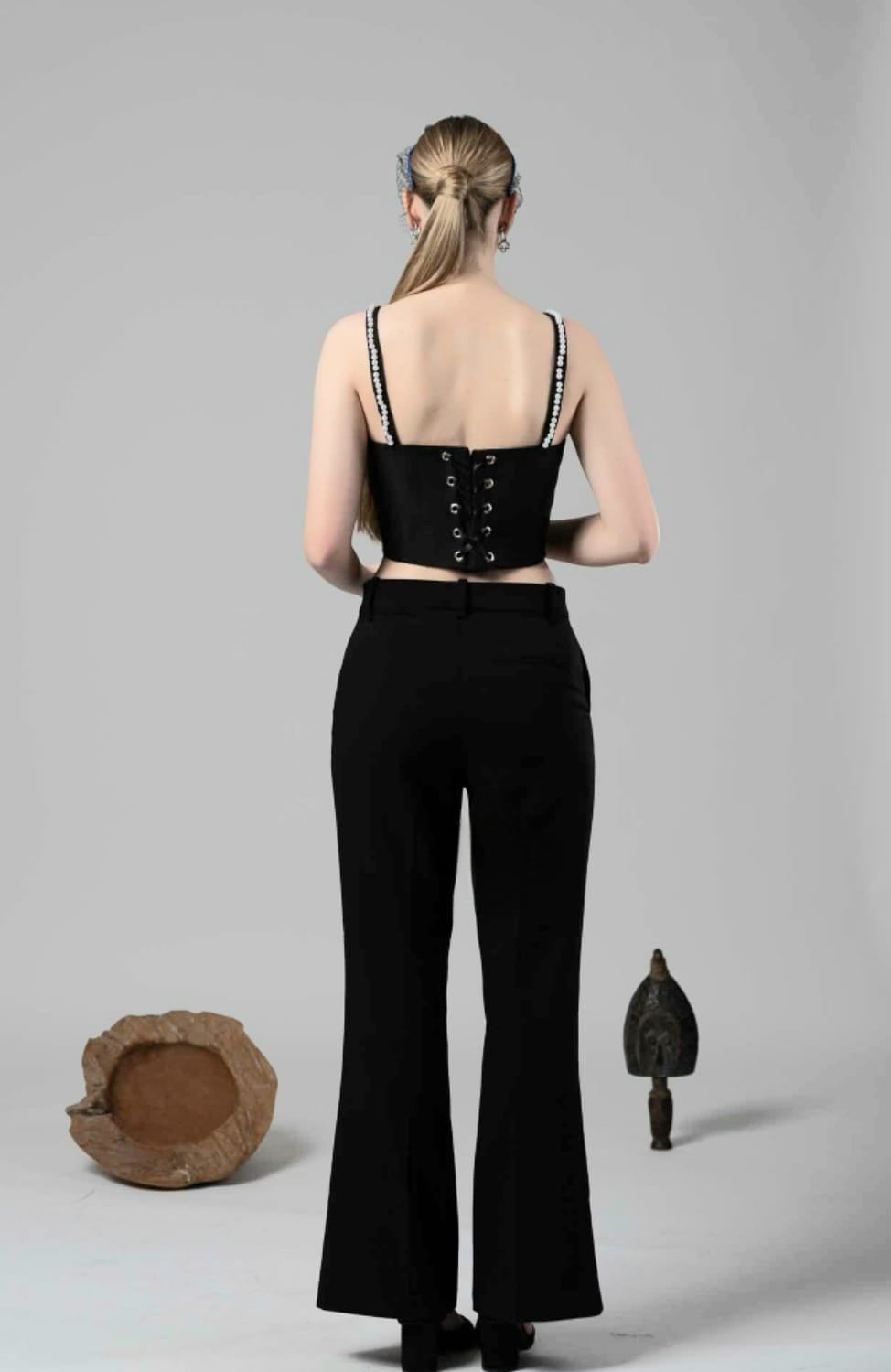 Black Woolen Flare Trouser