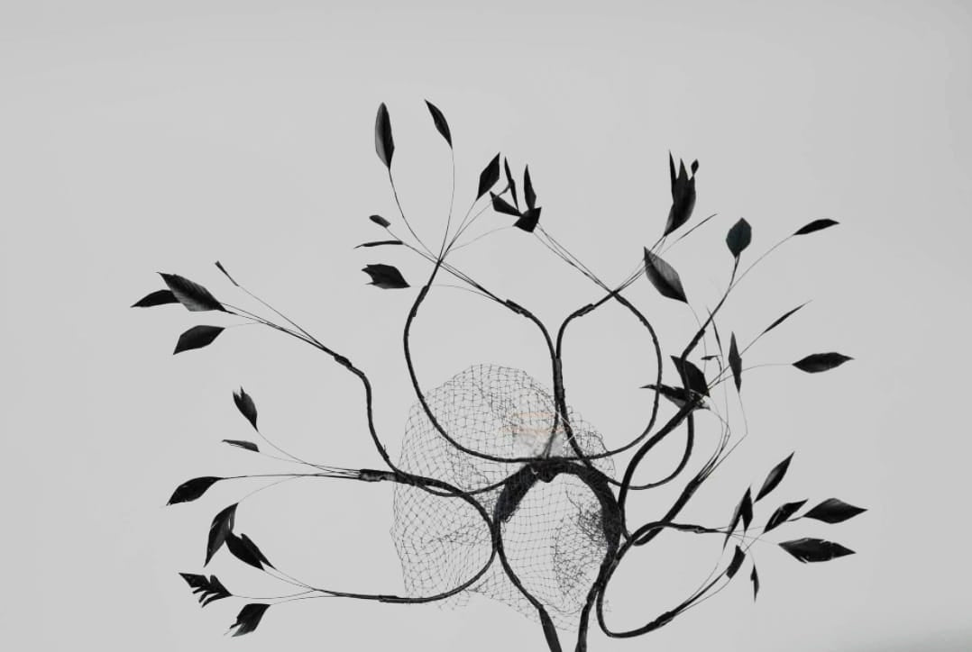 Black Feather Couture Run Way Facinator