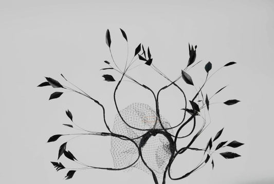 Black Feather Couture Run Way Facinator