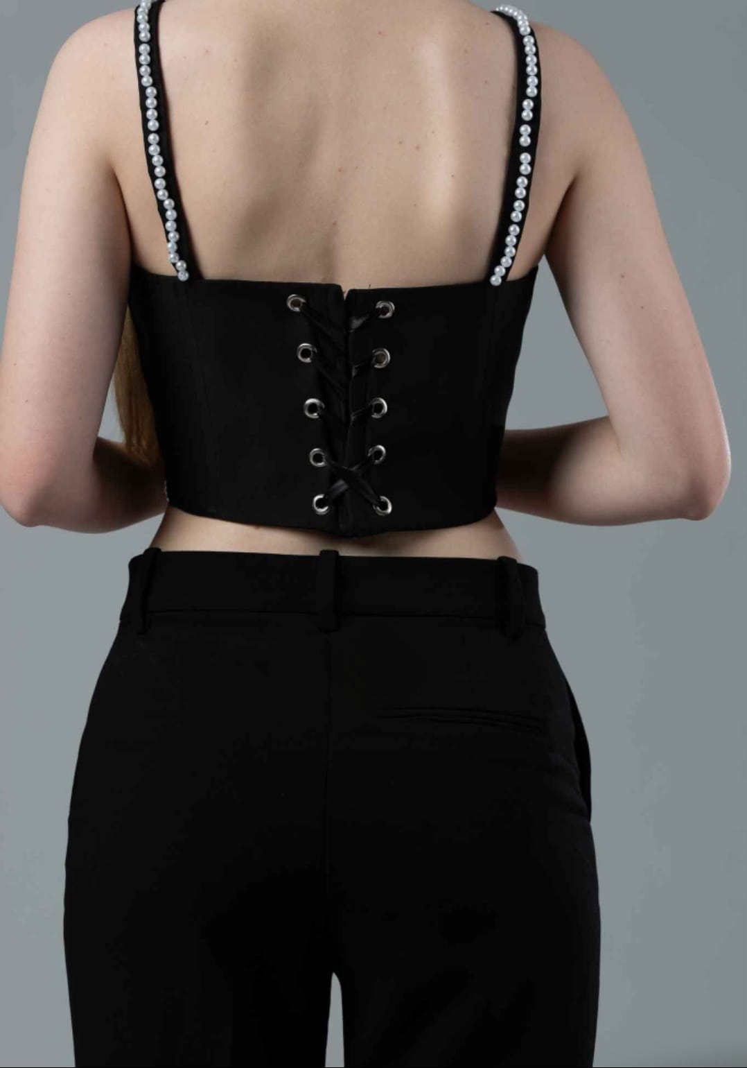 Nia Black & White Beeded strp