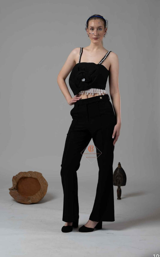 Nia Black & White Beeded strp